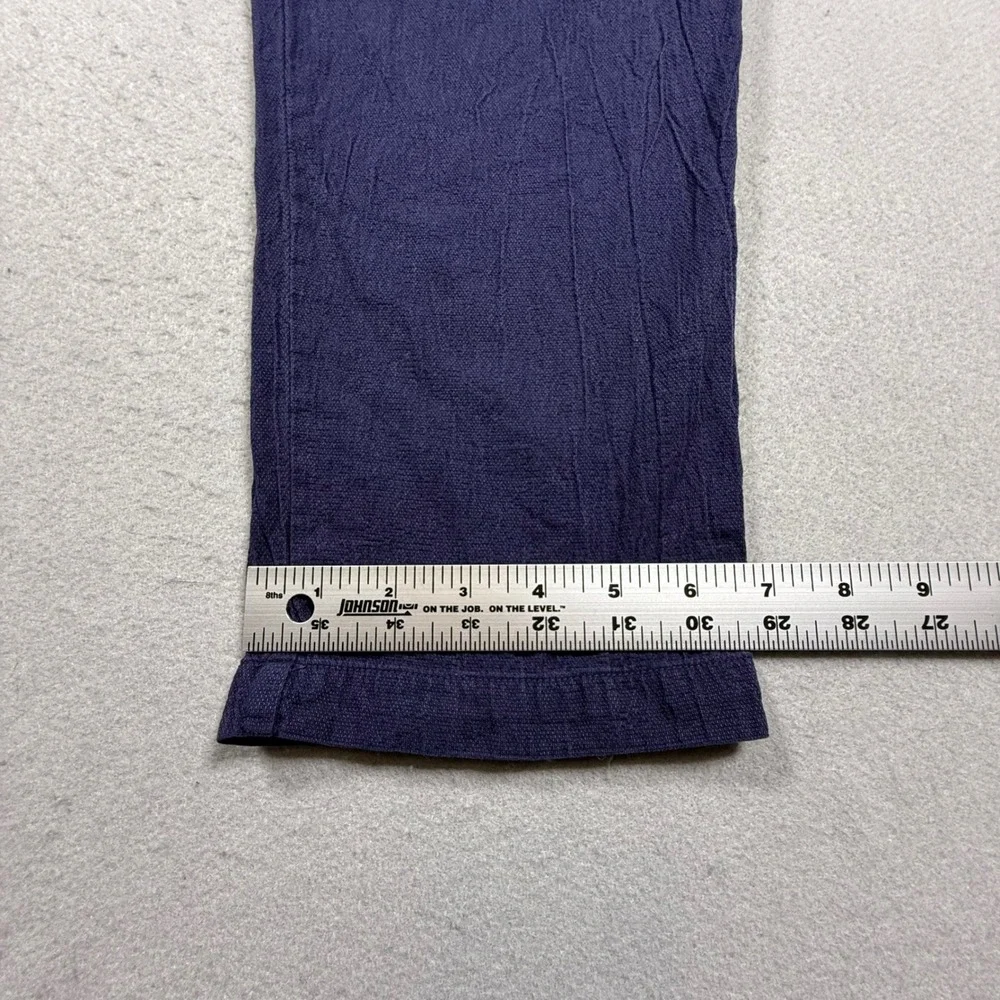 OFY Mens Navy Blue Tencel Cotton Drawstring Elastic Waist Casual Pants Large